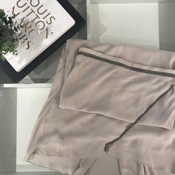 Brunello Cucinelli Silk Crepe Long Skirt W Monili - Picture 2 of 5